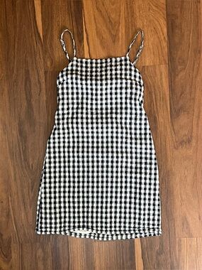 American Eagle dark blue and white gingham mini dress